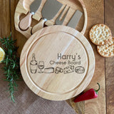 Personalised Cheese Board Cheese Illustrations with Knife Set Chopping Board Always Personal 