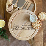 Personalised Cheese Board Cheese Illustrations with Knife Set Chopping Board Always Personal 