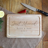 Personalised Wedding Chopping Board Just Married Solid Wood