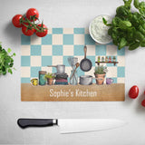 Personalised Kitchen Illustration Glass Chopping Board Chopping Board Always Personal 