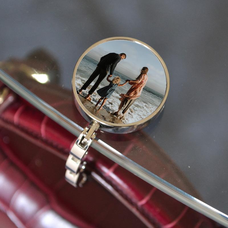 Customised handbag holder attached to table