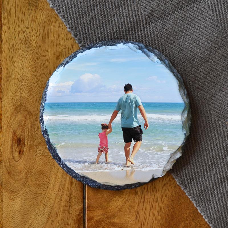 Personalised Round Slate Photo Coaster Coaster Always Personal 