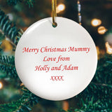 Personalised Ceramic Christmas Tree Decoration Message on Reverse