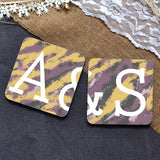 Personalised Couple's Initial Purple and Yellow Coaster Pair Coaster Always Personal 