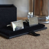 Personalised best man cufflinks in silver with a engraved name, role and wedding date