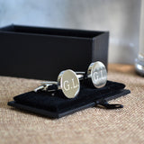 Personalised silver cufflinks with initials engraved on the front