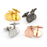 Personalised cufflinks in gold, silver, black and rose gold.