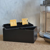 Personalised gold cufflinks in a black gift box