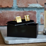Personalised metal gold cufflinks with a high shine finish