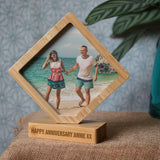 Personalised Diamond Revolving Photo Frame Bamboo Engraved Message Photo Frame Always Personal 