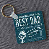 Personalised Father's Day Blue Typography Square Plastic Keyring Keyrings Always Personal 