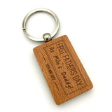 Personalised First Father's Day Keyring Wooden Engraved