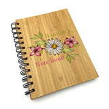Personalised Flower Pattern Bamboo Note Book Any Name