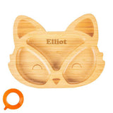 Personalised Bamboo Baby Plate Fox Suction Cup