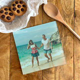 Small glass chopping board with custom photo