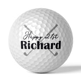 Personalised Golf Ball Name and Crossed Golf Clubs