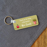 Personalised "Thank You Teacher" Rectangle Key Ring in Green Keyrings Always Personal 