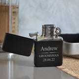 Personalised Lighter for Groomsman, Best Man or Usher - Black and Silver