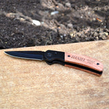 Personalised Best Man Pocket Knife With Wooden Handle Groomsman Stag Do