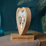 Personalised Heart Shape Bamboo Photo Frame Spinning Photo Frame Always Personal 