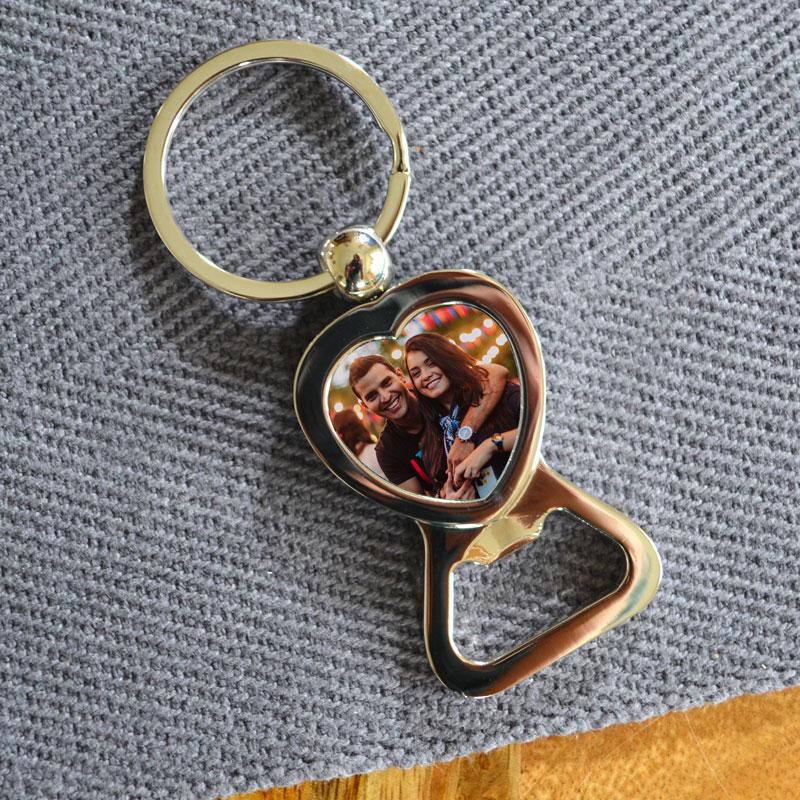 Personalised Metal Heart Bottle Opener Photo Keyring Keyrings Always Personal 