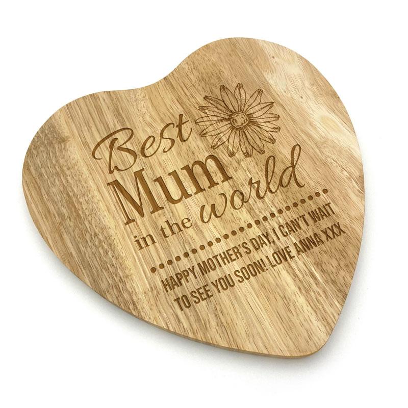Personalised Best Mum in the World Heart Chopping Board Chopping Board Always Personal 