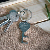Personalised Key to my Heart Metal Engraved Keyring Bottle Opener