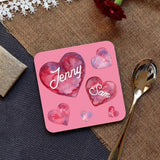 Personalised Watercolour Heart Pattern Square Coaster Coaster Always Personal 