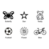 Personalised Children's Rectangle Stool Date of Birth with Football Butterfly Teddy Flower or Bicycle