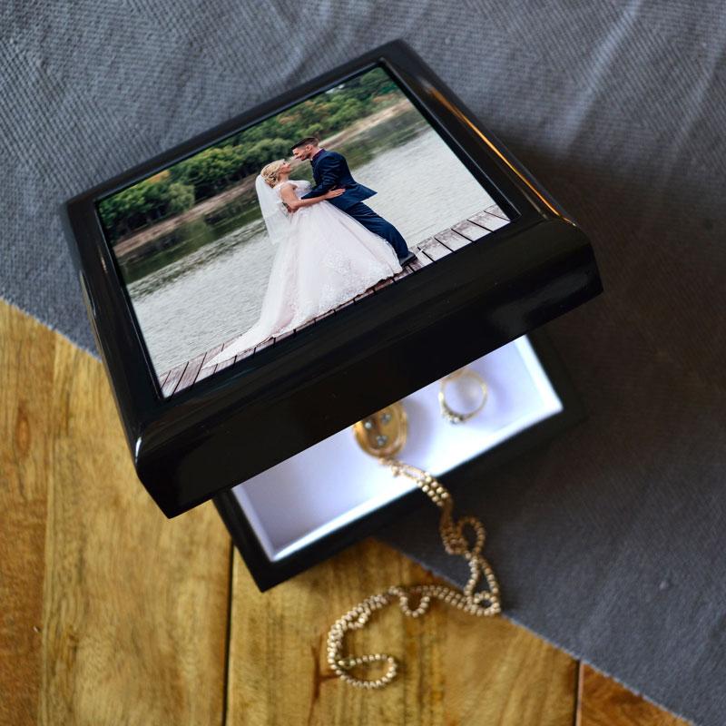 Personalised Photo Black Glossy Jewellery Box Jewellery Box Always Personal 