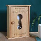 Personalised House Key Holder Cupboard Wooden Address
