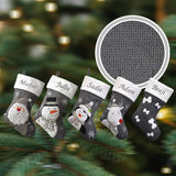 Luxury Deluxe Dark Silver Knitted Personalised Embroidered Christmas Stocking Santa / Snowman / Reindeer