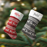 Personalised Nordic Christmas stockings in red or grey