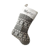Luxury Personalised Embroidered Silver Knitted Snowflake Christmas Stockings