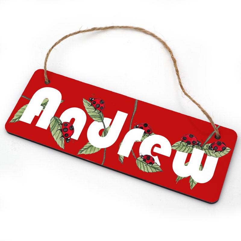 Personalised Children's Name Bedroom Door Sign Ladybirds Always Personal