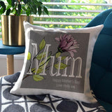 Personalised Mother's Day Grey Floral Cushion Cushion Always Personal 