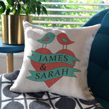 Personalised Love Birds Linen Valentine's Day Cushion Cushion Always Personal 