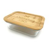 Personalised Bamboo and Glass Lunch Box Engraved Lid Eco-Friendly