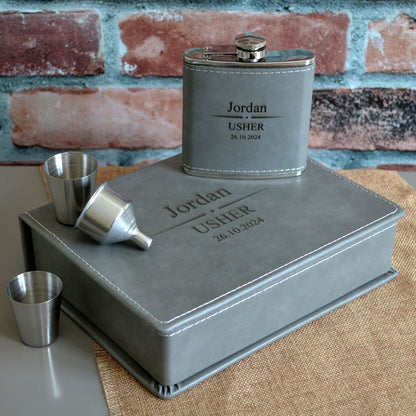 Personalised Luxury Groomsman and Groom's Hip Flask Set