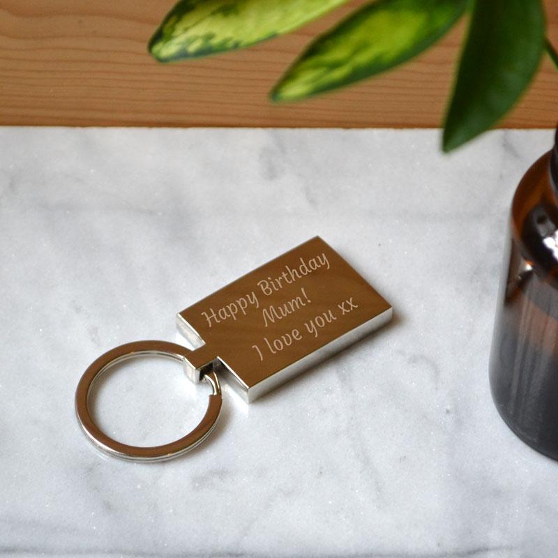 Personalised Engraved Metal Keyring Rectangle Any Message Keyrings Always Personal 