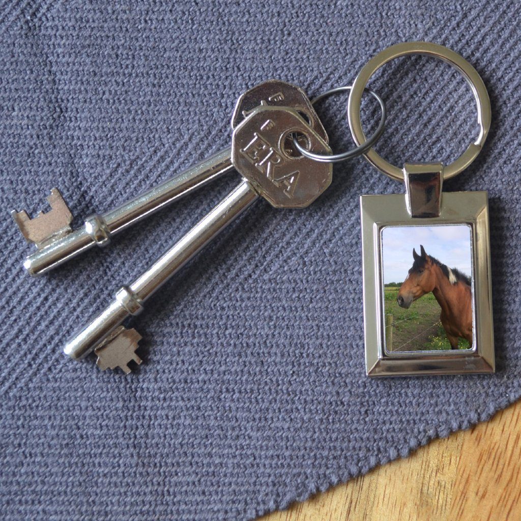 Personalised Photo Rectangle Metal Keyring Keyrings Always Personal 