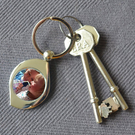 Personalised Teardrop Metal Photo Keyring Keyrings Always Personal 