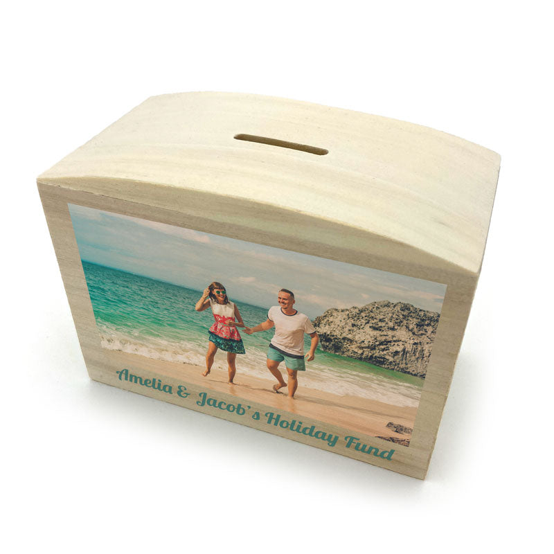 Personalised Wooden Photo Money Box Any Image and Message