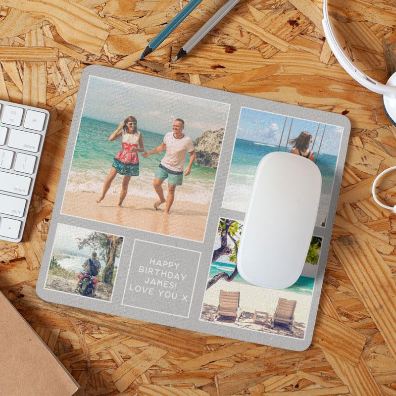 Personalised Photo Mouse Mat Grey Message Mousemat Always Personal 