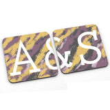 Personalised Couple's Initial Purple and Yellow Coaster Pair Coaster Always Personal 