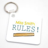 Personalised "My Teacher Rules" Square Key Ring Keyrings Always Personal 