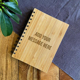 Personalised Note Book Message Bamboo Cover Lined A6 Note Book Always Personal 