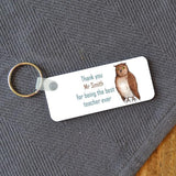 Personalised Owl "Thank You" Rectangular Key Ring Keyrings Always Personal 