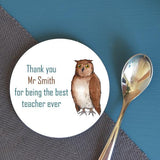 Personalised Owl "Thank You Teacher" Round Coaster Coaster Always Personal 