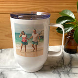 Personalised reusable coffee cup with custom photo